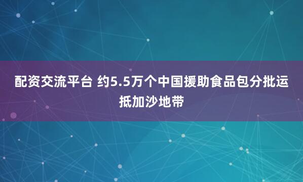 配资交流平台 约5.5万个中国援助食品包分批运抵加沙地带