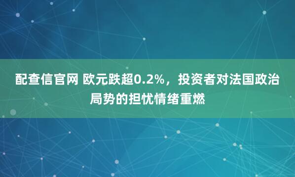 配查信官网 欧元跌超0.2%，投资者对法国政治局势的担忧情绪重燃